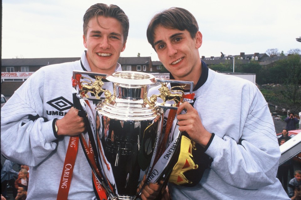 Dvaid Beckham and Gary Neville won six Premier League titles together