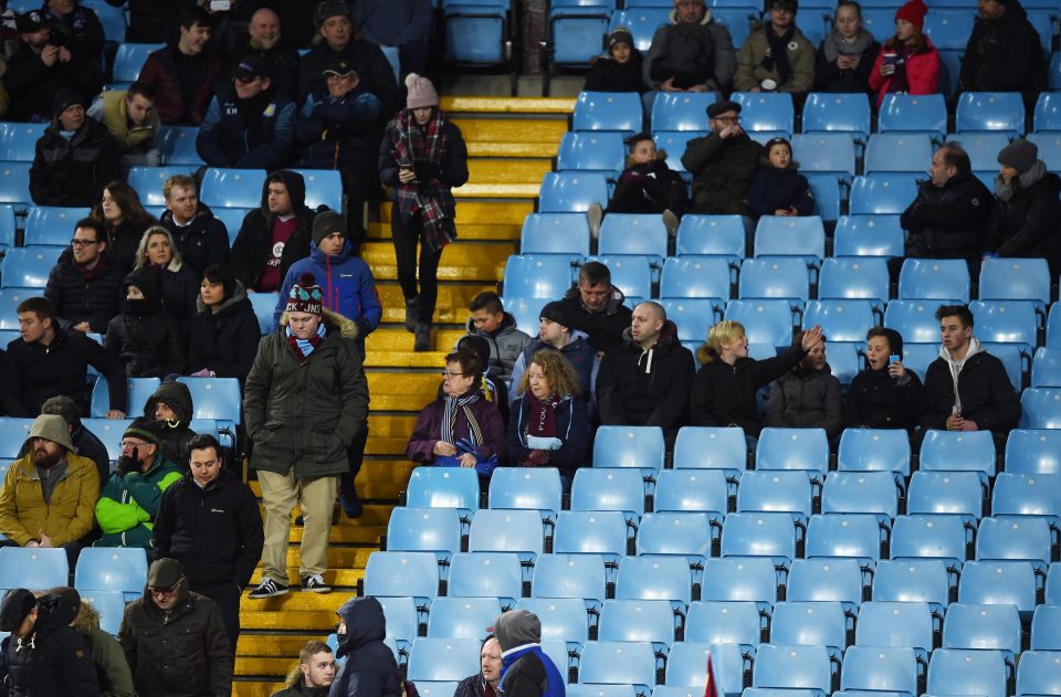  There were thousands of empty seats at Villa Park for the cup clash with Boro