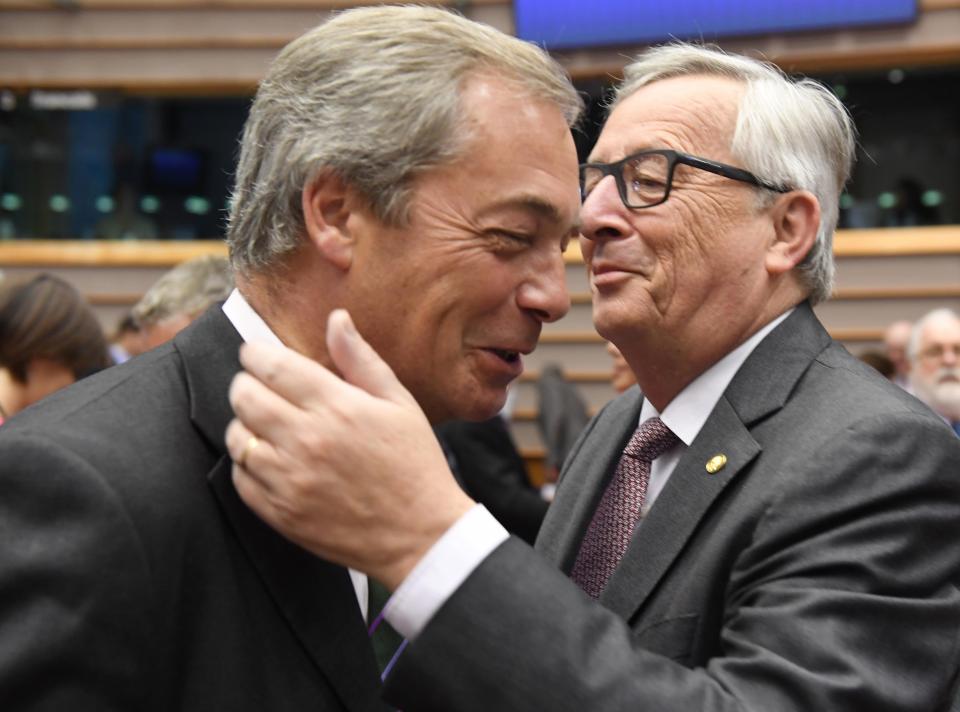  Former UKIP leader Nigel Farage said he is happy that we are leaving after hearing Juncker's speech