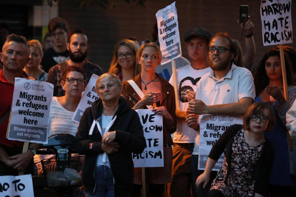  People attending a vigil in Harlow to pay tribute and voice their disgust at racism