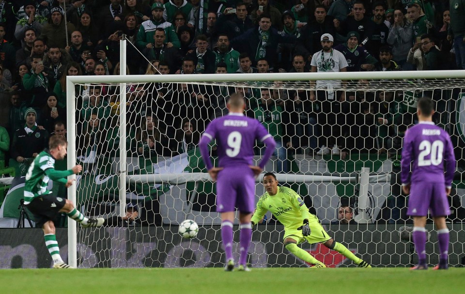 Silva scores from the spot against Real Madrid in the Champions League