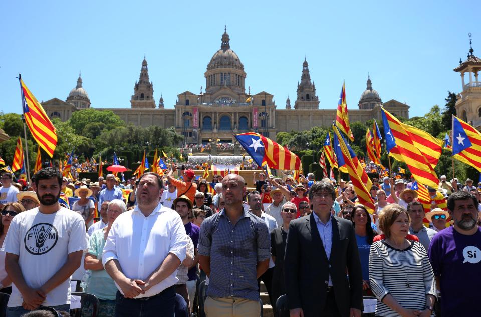  Manchester City boss Pep Guardiola took part in an independence rally in June