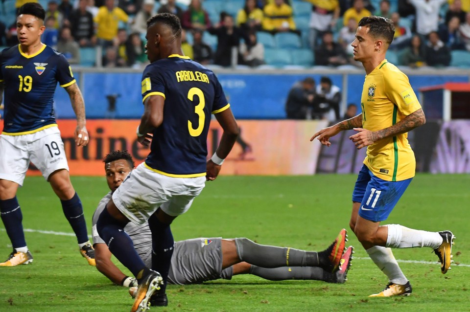 Philippe Coutinho shook off his illness and injury to score for Brazil