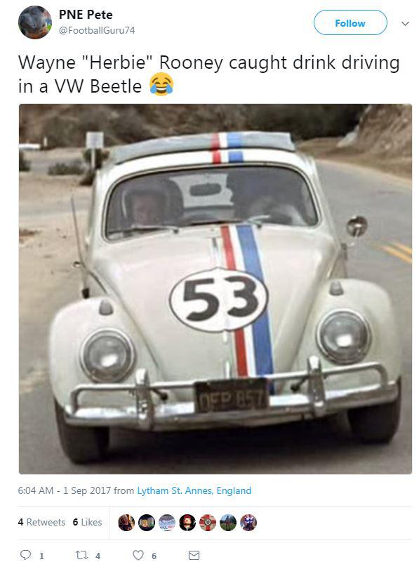  Twitter has exploded with memes after it emerged the striker was pulled over in a Volkswagen Beetle