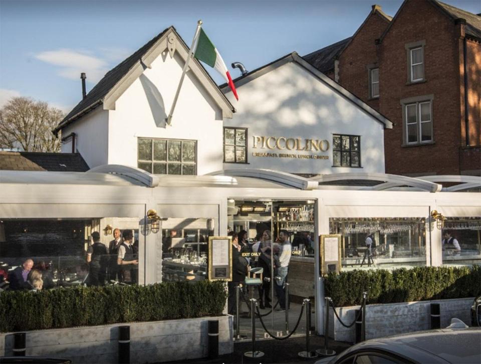  The group started their boozy session with a meal at Italian restaurant Piccolino in Alderley Edge, Cheshire