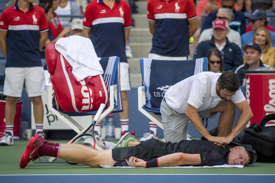  Kyle Edmund received treatment three times in a bid to continue the match