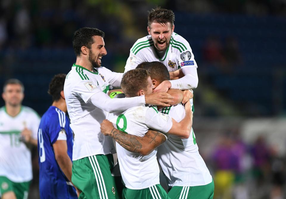  The striker celebrates after helping his team to a vital three points to boost their World Cup qualifying chances