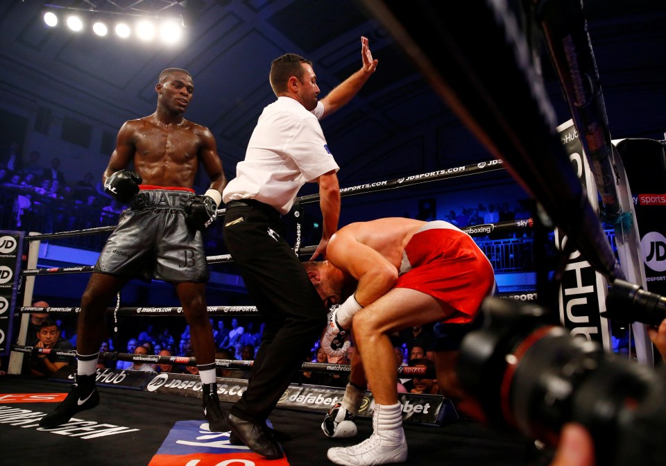 The referee was forced to step in and put a halt to the clash as Joshua Buatsi racked up his second professional win