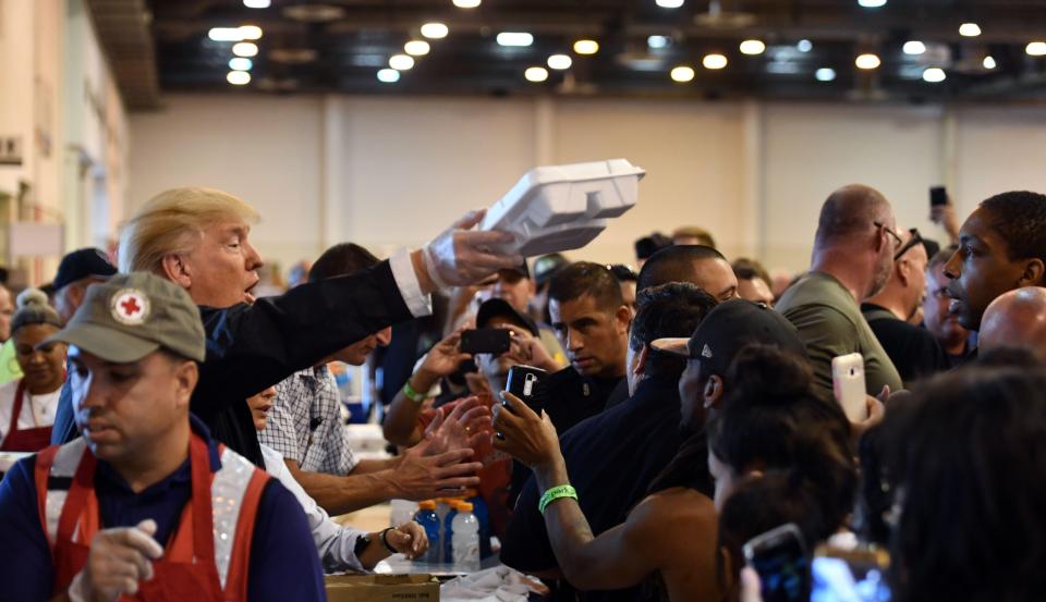 Trump and Melania Trump pass out food and meet people impacted by Hurricane Harvey 