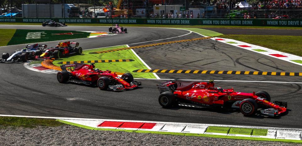  The Ferraris were stuck in a long battle with Daniel Ricciardo