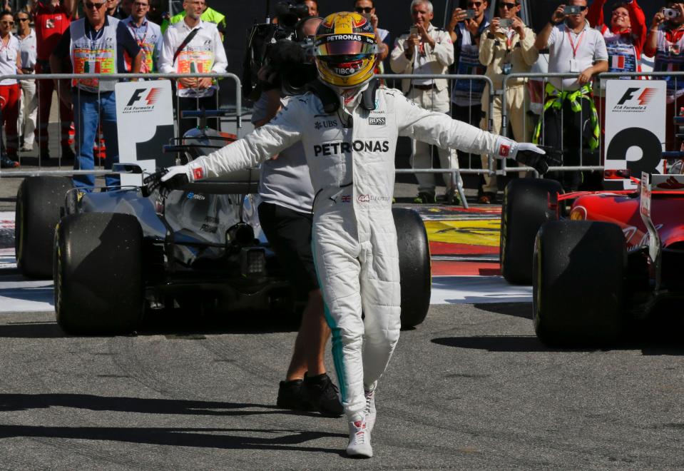 Hamilton was over the moon as he crossed the finish line