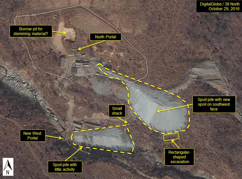  This graphic shows activity at an underground test site in North Korea