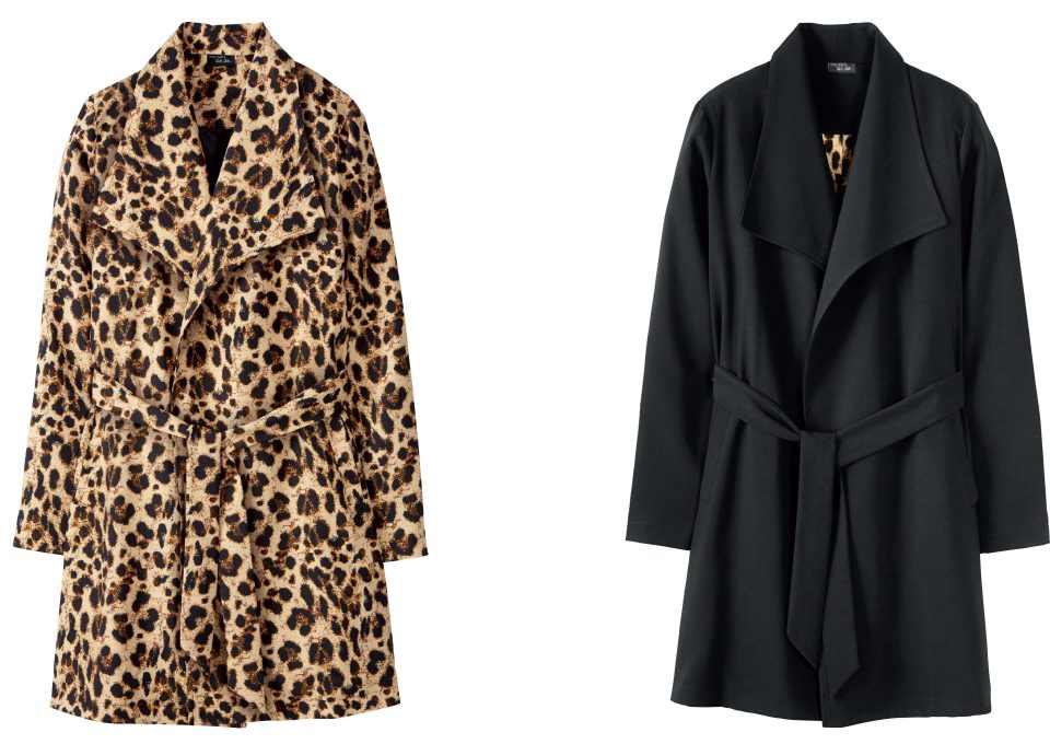  These £19.99 belted coats in leopard-print and black are guaranteed to be snapped up