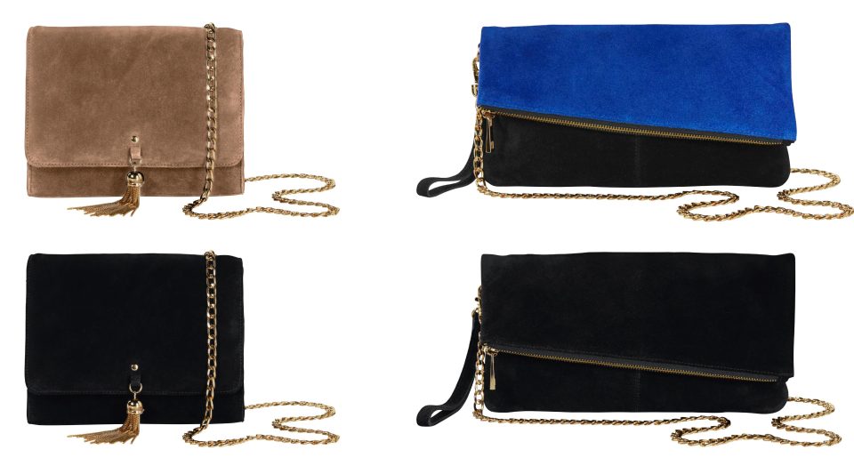  These stylish suede clutches and crossbody bags are priced at £19.99