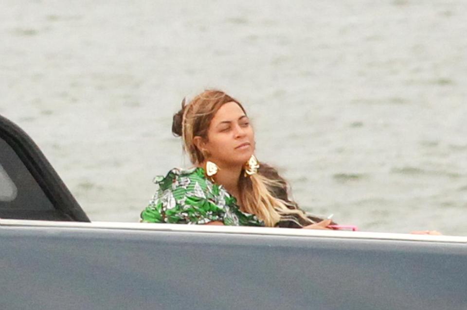  Beyonce left her three kids back on dry land as she enjoyed a day out of a yacht