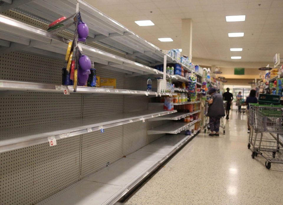  Supermarket shelves have been emptied in Florida as people stock up on food