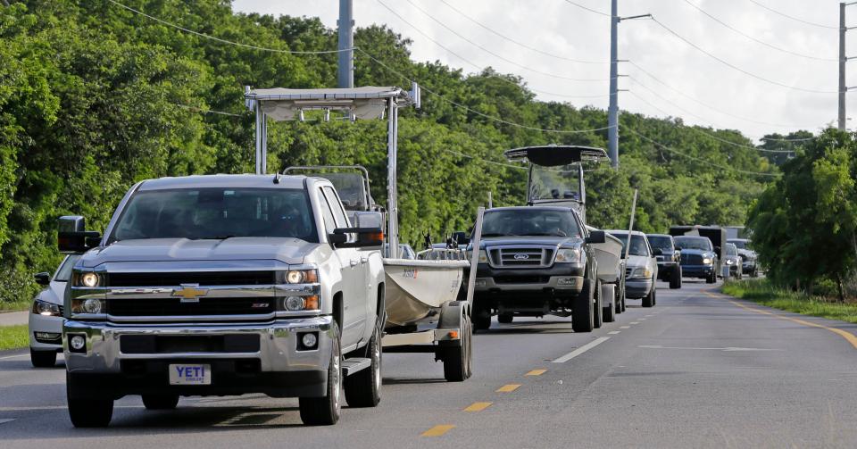  Motorists head out of Key Largo, Florida, ahead of the storm