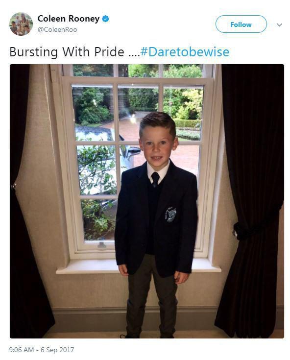  Coleen Rooney said she is 'bursting with pride' as she shared a snap of her eldest son Kai heading back to school in his uniform