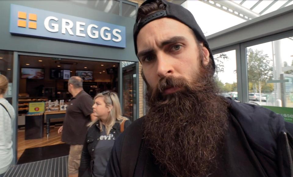  Adam visited a Greggs branch in Leeds to stock up ahead of the eating challenge