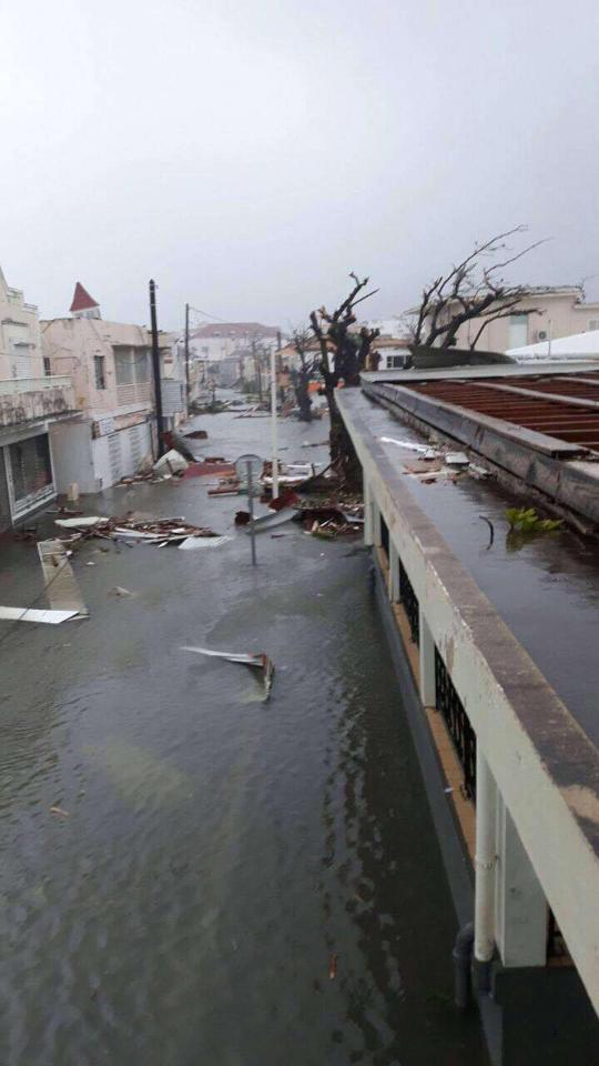  A flooded street in Marigot, St Martin