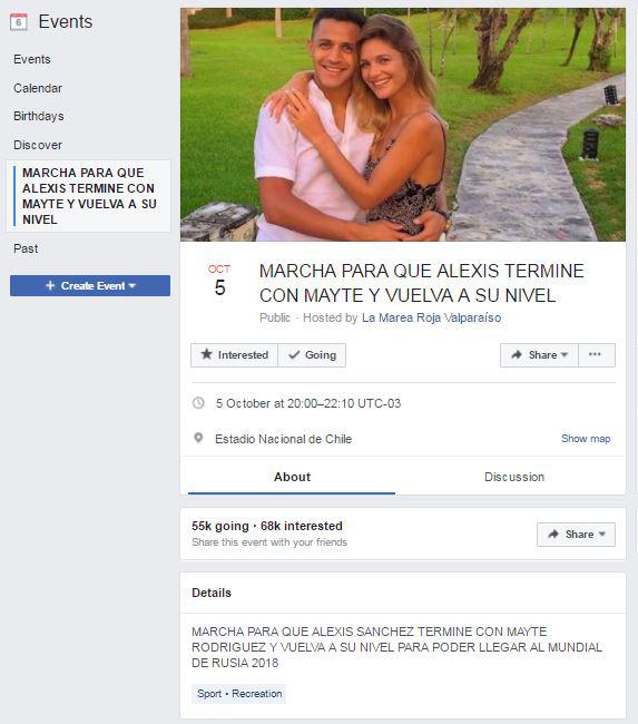 A Facebook page has been created to campaign against Alexis Sanchez’s girlfriend and it’s proving popular