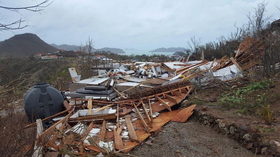  A house reduced to rubble on the French administered territory of Saint Barthelemy