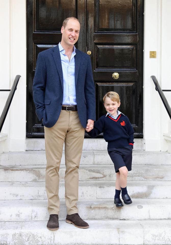  Prince William and little George pose in an adorable official snap to mark the future King's first day at school