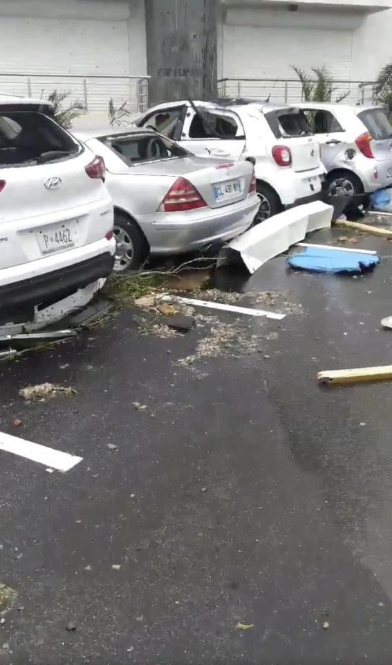  Parked car battered by Imra in the island of St Maarten