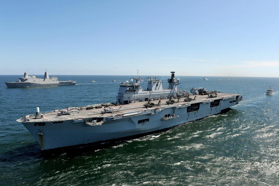  Helicopter-carrying HMS Ocean is also being sent the area devastated by the deadly storm. File picture