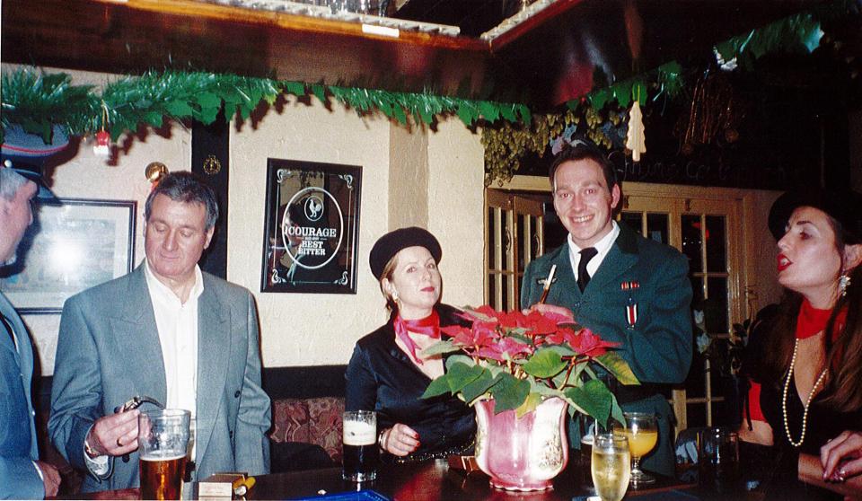  They were joined by wife Alexandra and his pal’s partner — both wearing ’Allo ’Allo!-style French Resistance outfits including berets