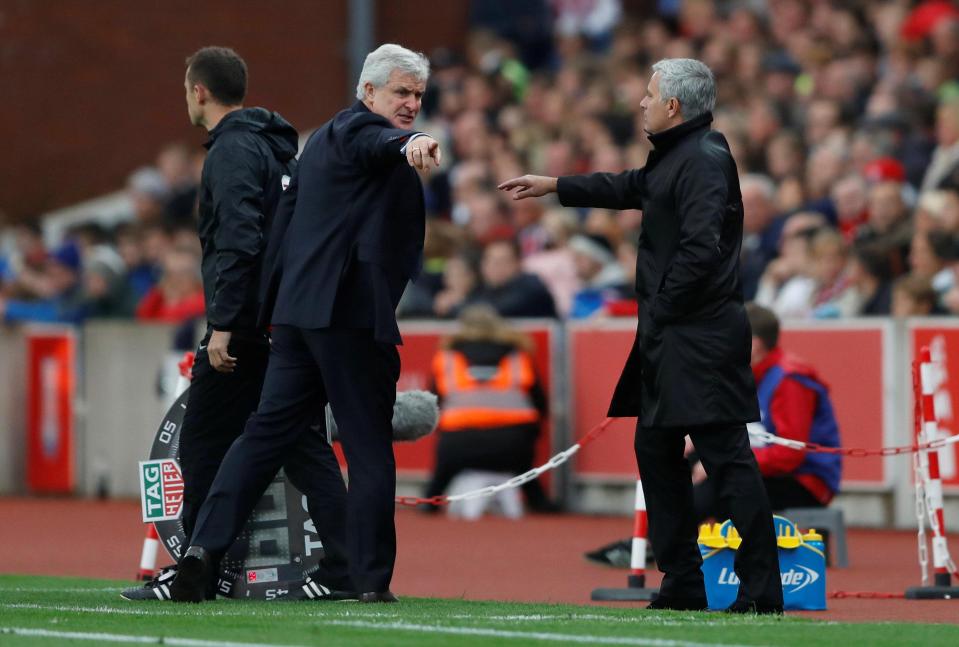 Mark Hughes and Jose Mourinho were embroiled in a war of words towards the end