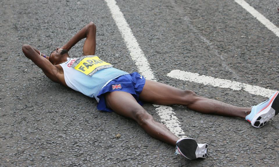  Farah vowed to celebrate his triumph with sticky toffee pudding and apple pie