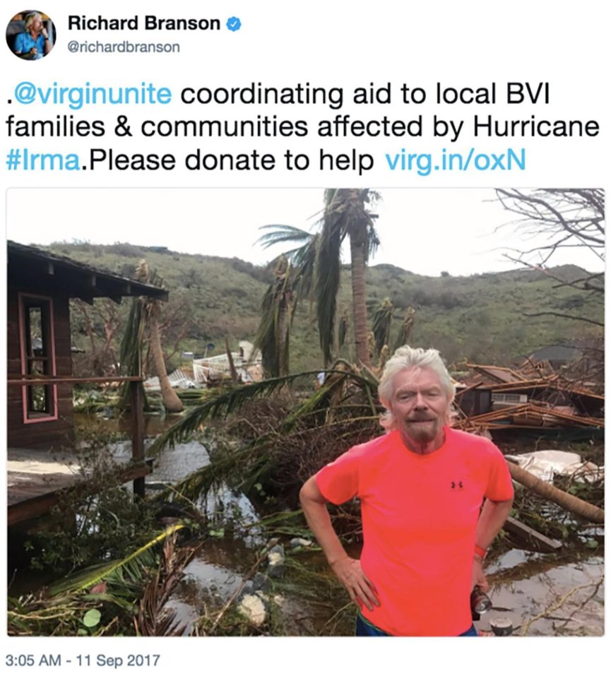  Richard Branson's tropical home has been destroyed by Hurricane Irma