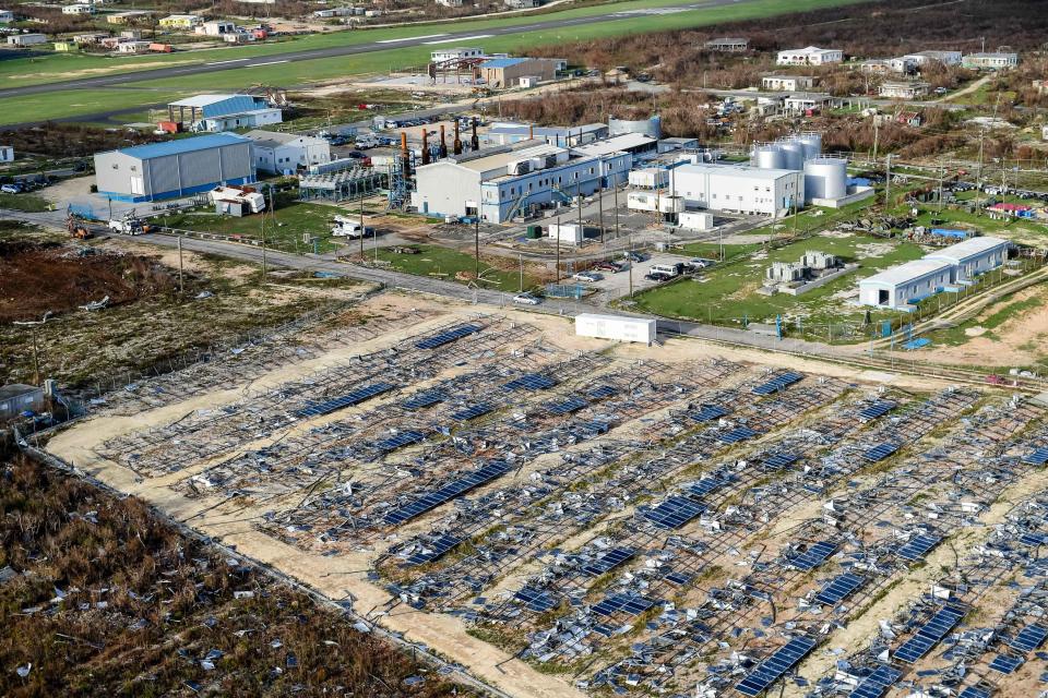  Photos from the Island of Anguilla issued by the Ministry of Defence show the damage caused to a power plant