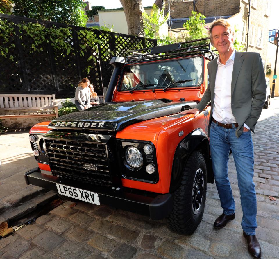  Ineos chairman Jim Ratcliffe with one of the last Land Rover Defenders to roll off the production line