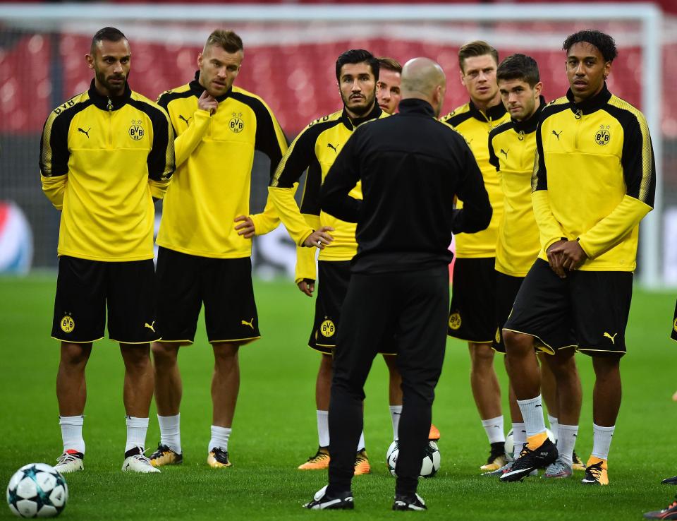 Peter Boszs Dortmund take in the surroundings at Wembley ahead of Wednesday nights clash