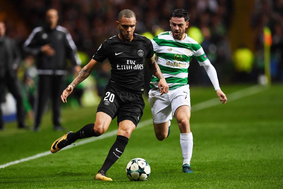 Left-back Layvin Kurzawa in action against Celtic in the Champions League