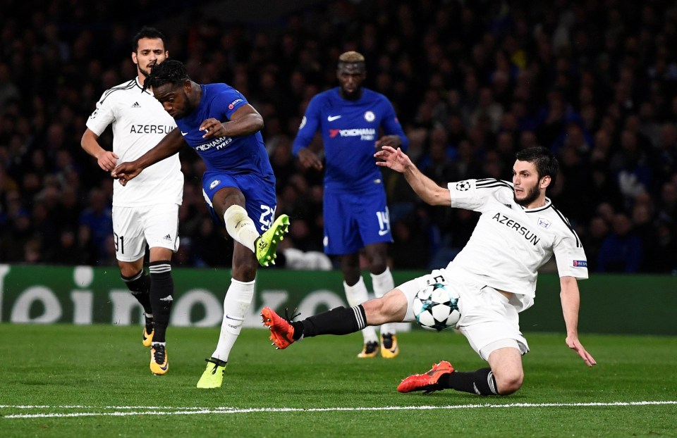 Michy Batshuayi lashed home Chelsea’s fifth as Blues put Qarabag to the sword