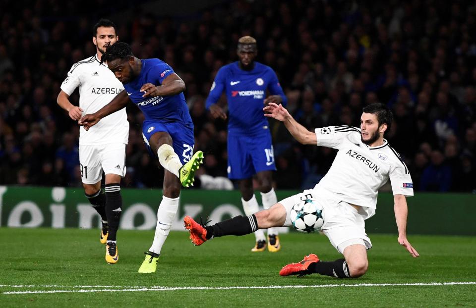  Michy Batshuayi lashed home Chelsea's fifth as Blues put Qarabag to the sword