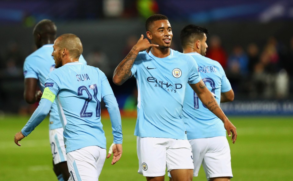 Gabriel Jesus also scored on his Champions League debut for City