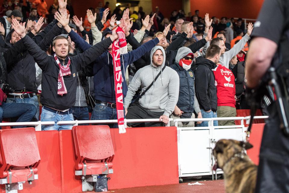  Cologne fans sneaked inside the Emirates wearing Arsenal jerseys for the Europa League clash