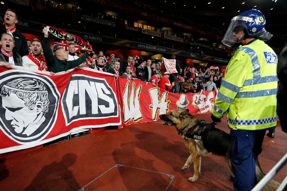 Riot police were called in to control the supporters inside the ground