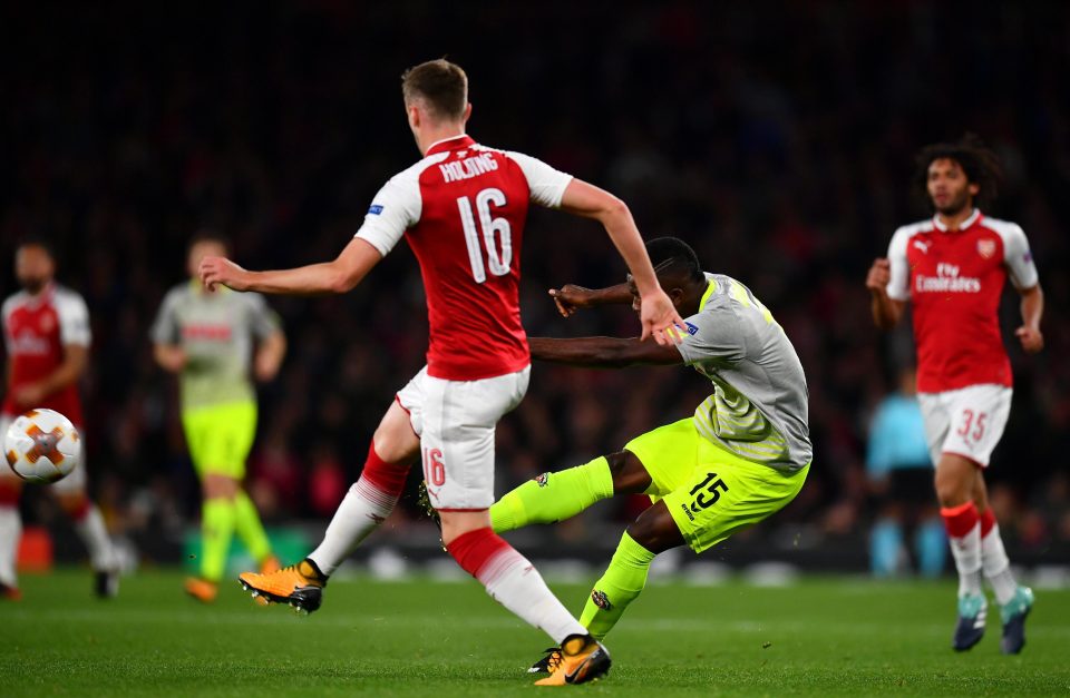 The striker pounced on a mistake from David Ospina to score from 40 yards out