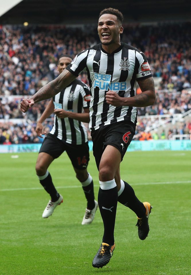 Jamaal Lascelles enjoys his late winner for Newcastle as he repeats his heroics of the previous weekend