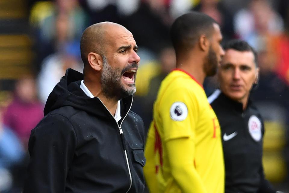  The Citizens chief commands his players from the touchline at Vicarage Road