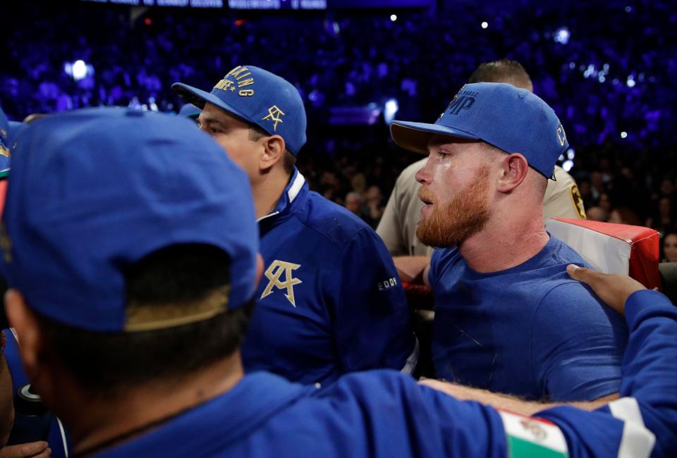  Canelo was clearly disappointed to hear it ended in a draw