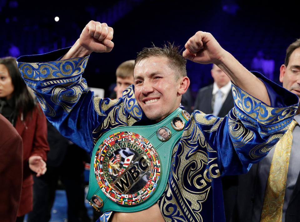  Despite the draw, Gennady Golovkin proudly celebrated after the final bell