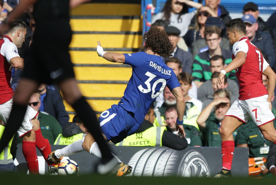 David Luiz was sent off for a horror challenge on Sead Kolasinac