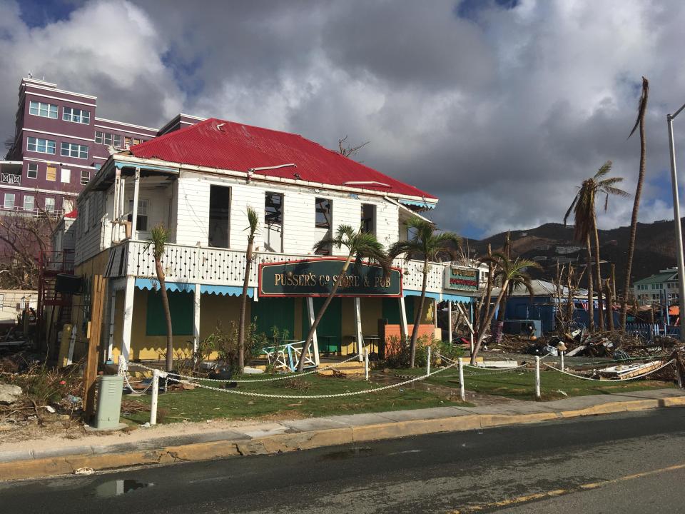  A local pub in Road Town on the British Virgin Islands that has been seriously damaged