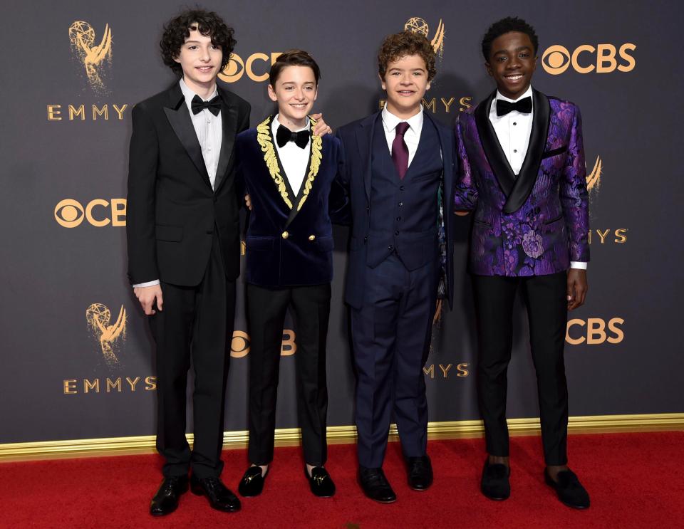  The young male cast of Stranger Things, from left: Finn Wolfhard, Noah Schnapp, Gaten Matarazzo, and Caleb McLaughlin